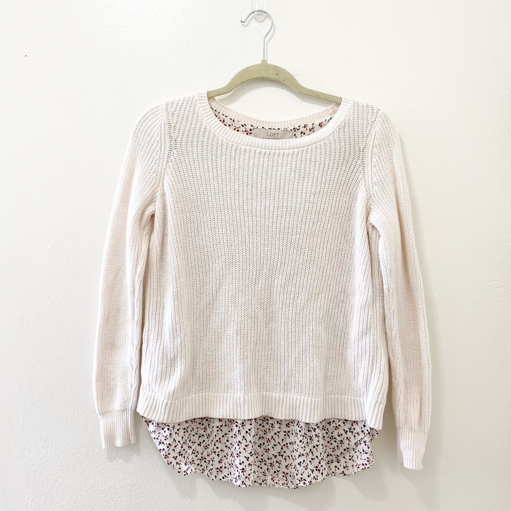 LOFT Meadow Split Back Mixed Media Sweater Size XS